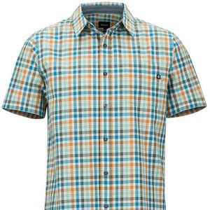 Marmot Meeker S/S Green Blue Plaid Breathable Light Hiking Shirt M,L NWT